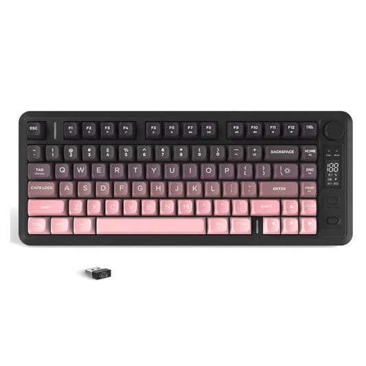 ATTACK SHARK M75 Wireless Membrane Gaming Keyboard with Knob&OLED Display Bluetooth/2.4Ghz Rainbow Backlit Gradient PBT Keycaps